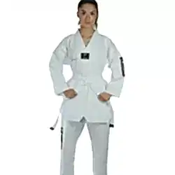 HAŞADO Taekwondo Beyaz Yaka Fitilli Acemi Elbise